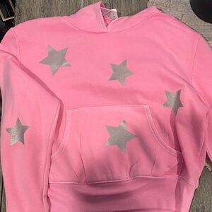 Firehouse Pink Hoodie with Silver Stars Girls Medium